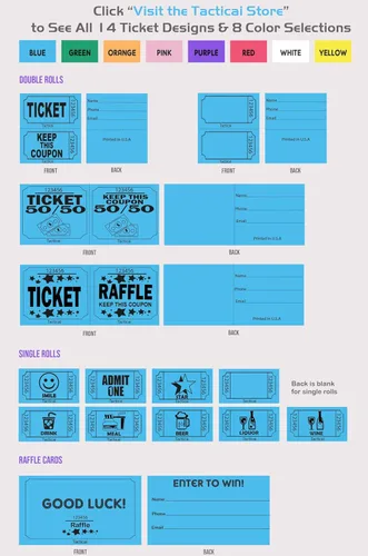 Miniatura 3 de 1000 boletos Tacticai para rifa, azul (1 de 8 colores), rollo doble, boleto para eventos, entradas, premio de clase, recaudación de fondos y premios
