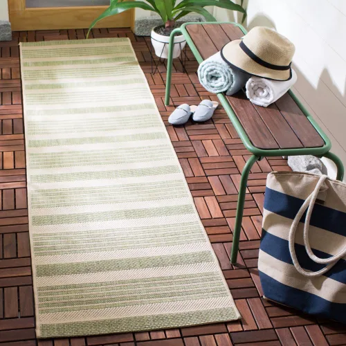 Miniatura 15 de SAFAVIEH Courtyard Collection - Alfombra decorativa, 2.3 x 5 pies, beige y verde oscuro, para interior/exterior, resistente a la intemperie