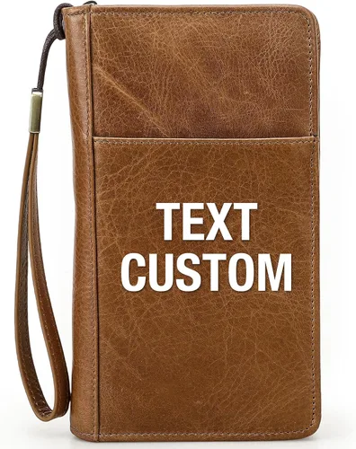 Miniatura 18 de Funda de cuero de grano superior para pasaporte de viaje para hombre y mujer, hecha a mano para 4 pasaportes y múltiples tarjetas, bloqueo RFID