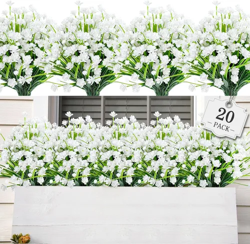 Miniatura 23 de AmyHomie 16 paquetes de flores artificiales de eucalipto negro para exteriores, resistentes a los rayos UV, flores sintéticas que no se decoloran