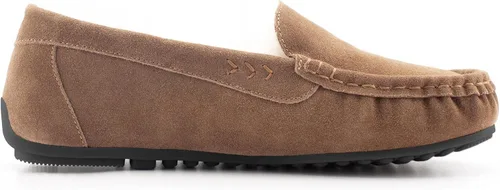 Miniatura 4 de Parfeying Mocasines de piel de oveja para mujer, mocasines estilo de conducción de espuma viscoelástica de gamuza de vaca