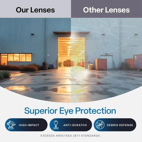 Miniatura 4 de Bullhead Safety Amberjack - Gafas de seguridad con lentes antiniebla y resistentes a los arañazos, gafas protectoras de policarbonato con protección