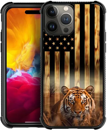 Miniatura 23 de DAIZAG Compatible con iPhone 13 Pro Max, Funda de TPU Protectora Anti-Arañazos Todo En Uno, Fundas para Hombre Mujer - Motivo de Madera Americana