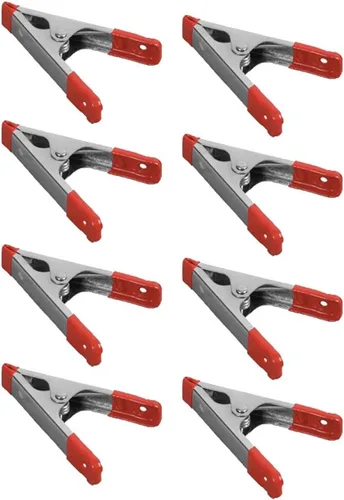 Wideskall® Abrazaderas de resorte de metal de 4 pulgadas con mango recubierto de PVC rojo y puntas (paquete de 8)