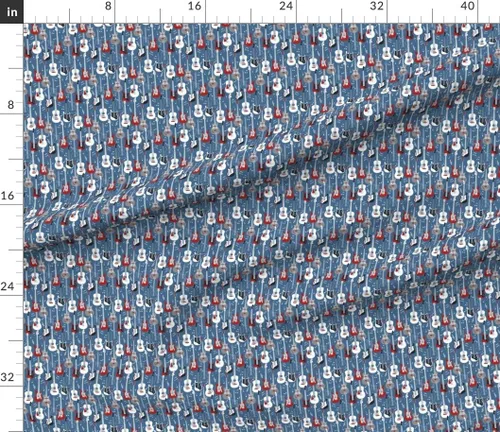 Miniatura 3 de Spoonflower Tela – Guitarras Instrumentos Musicales Rock Roll Music Kids Band Impreso en tela de gasa Fat Quarter – Costura de moda, vestidos