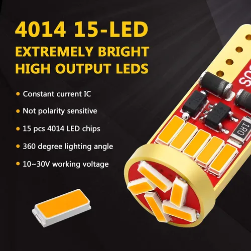 Miniatura 2 de PHINLION 194 bombillas LED amarillo ámbar superbrillante 168 2825 2827 T10 W5W bombillas LED de repuesto para placa de matrícula de automóvil
