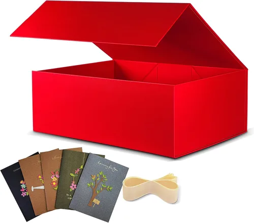 Miniatura 11 de BOXHOME Paquete de 3 cajas de regalo grandes, color negro, de 13 x 10 x 5 pulgadas con tapas magnéticas, caja de embalaje de regalo, cajas