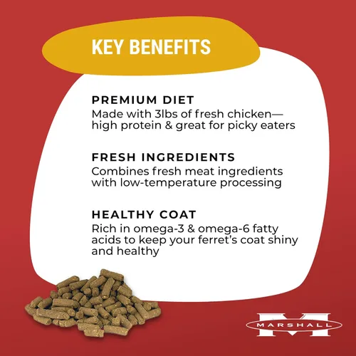 Miniatura 3 de Marshall Select Chicken Formula Premium Hurón Dieta – 4 libras – Apoya la digestión, la energía y el mantenimiento muscular – Alimento equilibrado