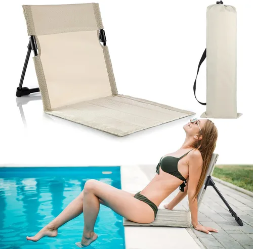 Miniatura 19 de Karenhi Sillas plegables junto a la piscina para borde de la piscina, sillas de playa portátiles con soporte trasero, asientos plegables de piscina