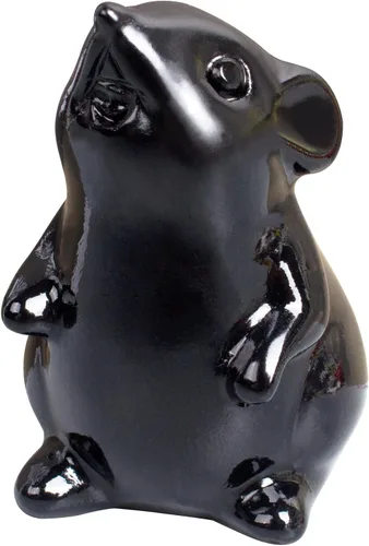 Figura de ratón de cristal de obsidiana hecha a mano – Decoración de escritorio Feng Shui que atrae la riqueza, mini adorno de meditación.