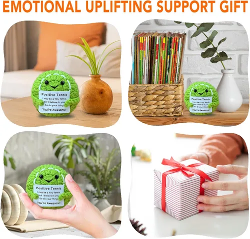 Miniatura 5 de Mini Pelota de Tenis Divertida de Ganchillo, Regalos para Amantes del Tenis, Regalos de Cumpleaños para Hombres y Mujeres Jugadores de Tenis, Apoyo