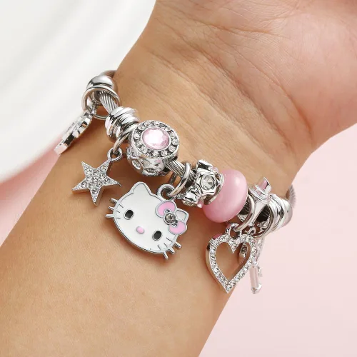 Miniatura 4 de Kueeger Pulseras Kawaii con caja de joyería, pulsera ajustable de acero inoxidable, accesorios de dibujos animados de anime, regalos para mujeres