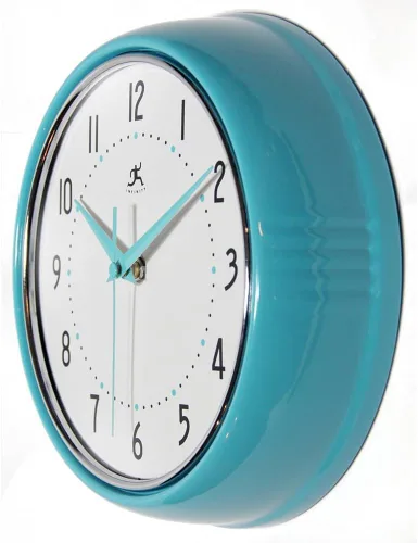 Miniatura 3 de Infinity Instruments LTD. Reloj de pared decorativo estilo retro, 9 pulgadas silencioso, para cocina o comedor, estilo moderno de mediados de siglo