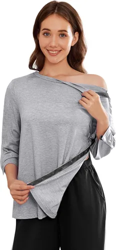 Miniatura 9 de Camisetas Deyeek para Mujeres Después de Cirugía de Hombro Desmontables Mangas 3/4 Tops para Después de Cirugía de Manguito Rotador Ropa Adaptativa