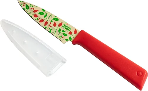 Miniatura 7 de Kuhn Rikon Colori+ Cuchillo de pelar recto antiadherente con funda de seguridad, hoja de 4 pulgadas/4.0 in, color verde camuflaje verde (camo green)
