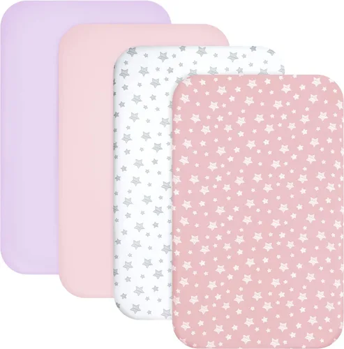 Miniatura 9 de Sábanas para Pack and Play para niños, paquete de 4 sábanas para minicuna, sábana ajustada elástica para Pack and Play y corralito, compatible