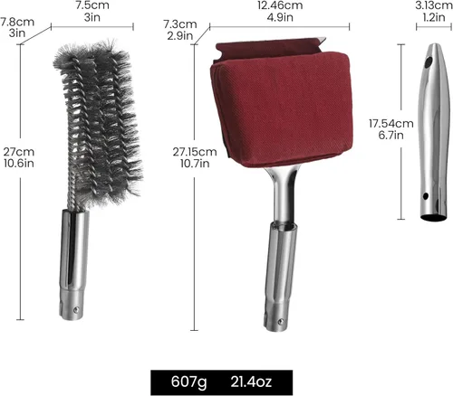 Miniatura 2 de Kit de limpieza de cepillo de parrilla de acero inoxidable 2 en 1, accesorios de parrilla, cepillo intercambiable para barbacoa y raspador