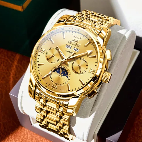 Miniatura 9 de OLEVS Relojes automáticos para hombre, esqueleto mecánico, de lujo, a la moda, reloj de pulsera luminoso impermeable