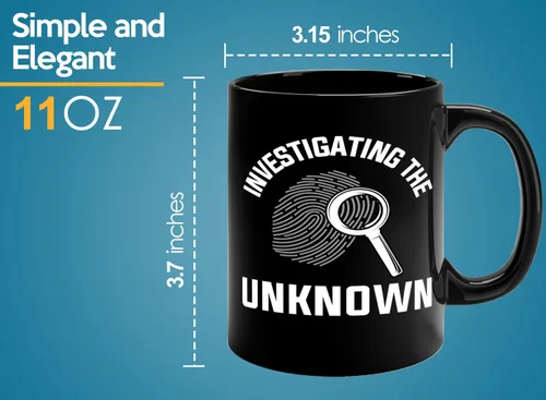 Miniatura 6 de Taza de café detective de 11 onzas, color negro - Investigando lo desconocido - Oficial de policía policía patrulla detective sheriff aplicación