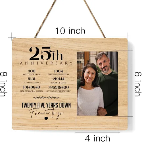 Miniatura 2 de IAXIC Marco de fotos conmemorativo 25 – Regalo conmemorativo de boda 25 para pareja, marido, esposa, decoración de recuerdo de 25 años para pared