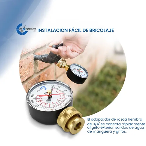 Miniatura 3 de Medidor de prueba de presión de agua de 2-1/2 pulgadas, 0-200 PSI, puntero máximo rojo, rosca de manguera hembra de 3/4 pulgadas, funda resistente a