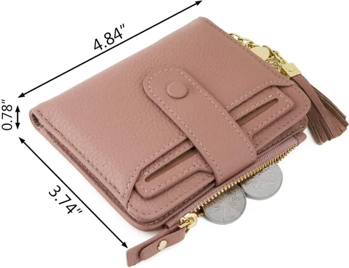 Miniatura 5 de Mini cartera plegable de cuero suave con protección RFID, para mujer, con funda para tarjeta, con ventana de identificación, monedero