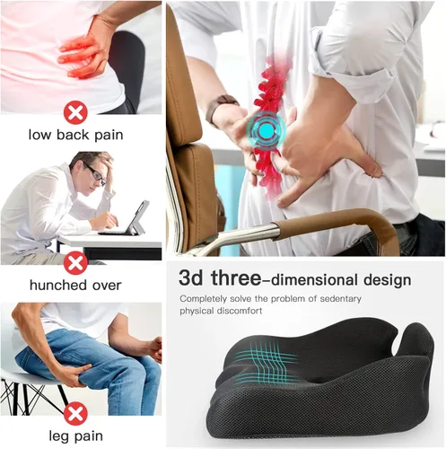 Miniatura 7 de Benazcap Cojín de asiento de espuma viscoelástica estándar para silla de oficina Alivio de la presión, ciática y dolor de coxis Almohadilla