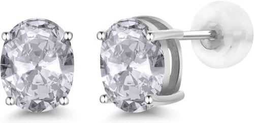 Miniatura 5 de Gem Stone King Aretes de oro de 14 quilates con piedra natal ovalada de 0.315 x 0.236 in Aretes de oro para mujer