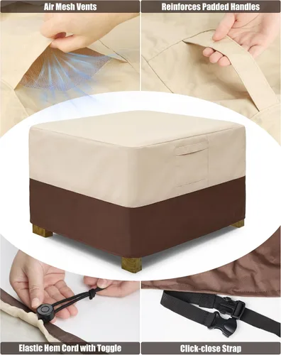 Miniatura 4 de Vailge - Funda de taburete para patio, impermeable, resistente, con asas acolchadas; ideal como cubierta para mesa auxiliar de patio, cubierta