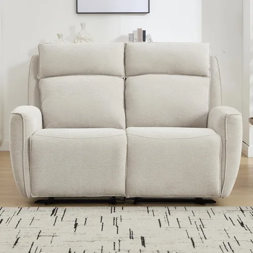 Miniatura 7 de INZOY Sillón reclinable manual de dos plazas, sofá reclinable de pared 2 asientos, juego de sofá reclinable de tela de chenilla, silla reclinable