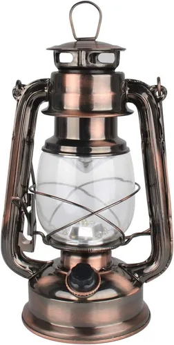 Miniatura 10 de Linterna vintage LED para huracanes, luz blanca cálida operada con batería, metal antiguo colgante con regulador de intensidad, 15 LEDs, 150 lúmenes