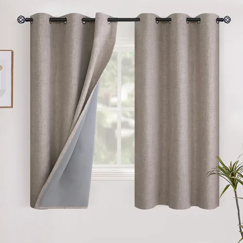 Miniatura 66 de YoungsTex - Cortinas opacas de lino para dormitorio, oscurecimiento de la habitación, cortinas con textura de lino, paneles con aislamiento térmico