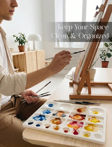 Miniatura 7 de DUGATO Bandejas grandes de paleta de pintura (paquete de 2, 10 x 13) – Paletas de mezcla de plástico de 20 pocillos para pinturas acrílicas, óleo