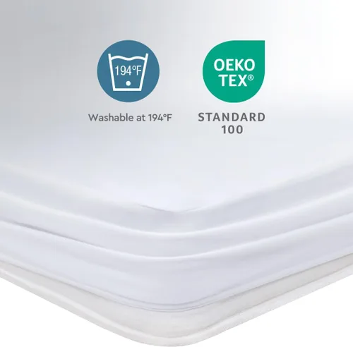 Miniatura 6 de YATAS BEDDING Microfit - Protector de colchón impermeable, sin vinilo, suave y duradero, lavable a máquina a 90°, color blanco