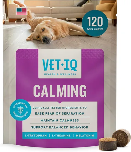 Miniatura 10 de VetIQ Suplemento Avanzado de Apoyo Calmante para Perros, Masticables Calmantes para Perros - Golosinas de Alivio de Ansiedad que Tratan el Estrés