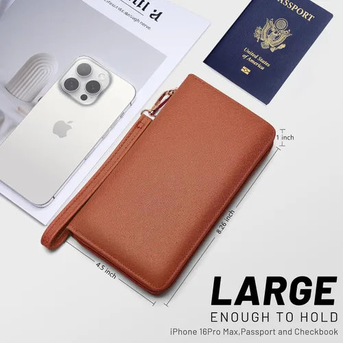 Miniatura 101 de Chelmon - Monedero para mujer de cuero genuino con bloqueo de señal RFID, para tarjetas de crédito