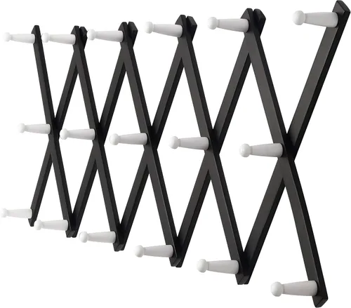 Miniatura 33 de Dseap Acordeón de pared: Perchero de pared expandible de madera de 16" de alto, soporte para sombreros, gancho de acordeón para gorras de béisbol
