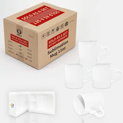 Miniatura 3 de MR.R Juego de 36 tazas de café de cerámica blanca con mango de corazón para lavavajillas de 11 onzas en blanco para lavavajillas, taza clásica de 2
