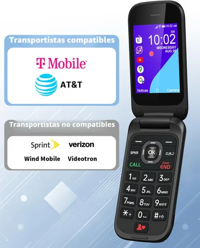 Miniatura 2 de Teléfono 4G Flip desbloqueado para personas mayores y niños, 3.2+2.0 pulgadas de pantalla dual KaiOS Basic Phone para viajes, batería grande