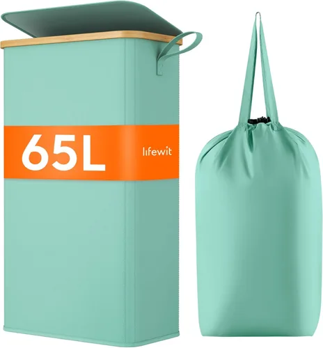 Miniatura 21 de Lifewit Cesto de Ropa Sucia Doble de 120L con Tapa, Cesto Grande Dual para Ropa Sucia con Bolsas Removibles, 2 Secciones Cestos Estéticos para Ropa