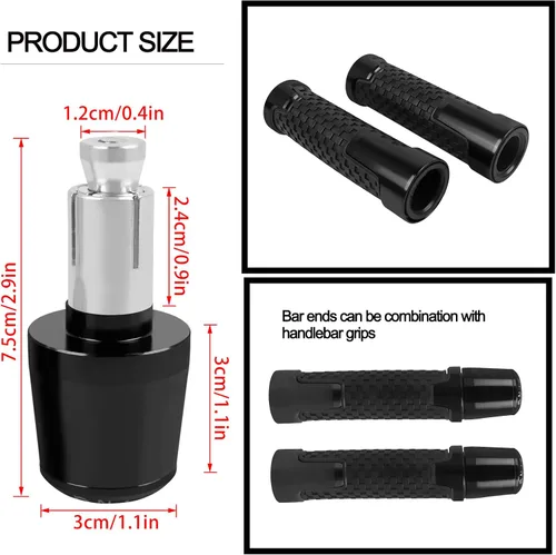 Miniatura 4 de Agarres universales para manillar de motocicleta, 7/8 pulgadas, 0.866 in, pesos de extremo de barra compatibles con Ninja 400 650 1000 KLR 650 Z900