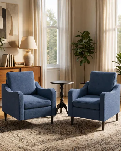 Miniatura 11 de LEVELEVE Silla con brazo Accent – marrón claro, silla de lectura cómoda tapizada para sala de estar, dormitorio, apartamento, sala de espera