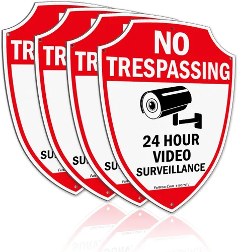 Miniatura 7 de Faittoo Señal de sonreír You're On Camera, letreros de videovigilancia al aire libre, paquete de 2, señal de advertencia reflectante de aluminio