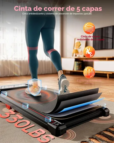 Miniatura 3 de Alfombra de Caminar con Inclinación, XBD - Caminadora para Debajo del Escritorio para Hogar y Oficina Pequeña, 2.5HP de Bajo Ruido, Portátil