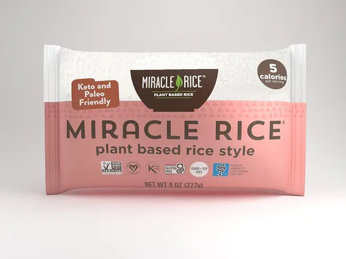 Miniatura 2 de Miracle Noodle Miracle Rice, 8 onzas (paquete de 6), arroz Shirataki Konjac a base de plantas, 5 calorías, 1g de carbohidratos netos por porción