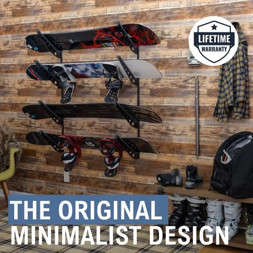 Miniatura 2 de StoreYourBoard Estante de esquí y snowboard, sistema de almacenamiento ajustable para 4 tablas, organizador de pared de garaje resistente para esquí
