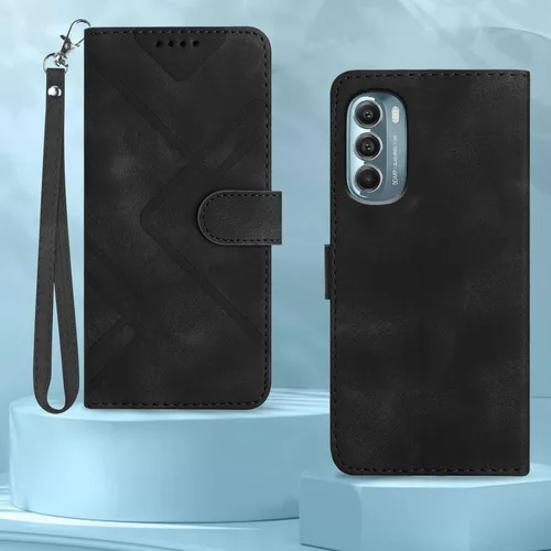 Miniatura 6 de Funda para teléfono Moto G Stylus 5G 2022, tarjetero de cuero, correa de muñeca, cierre magnético, a prueba de golpes, funda con tapa