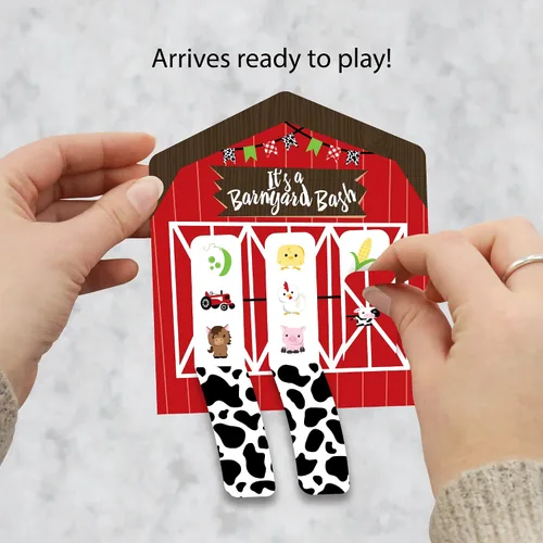 Miniatura 2 de Big Dot of Happiness Pink Farm Animals - Juego de 12 tarjetas para baby shower o fiesta de cumpleaños, diseño de animales de granja rosados