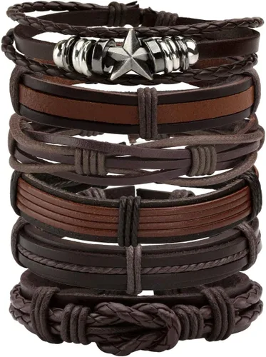 Miniatura 14 de Pulsera de cuero trenzada ajustable para hombres y mujeres
