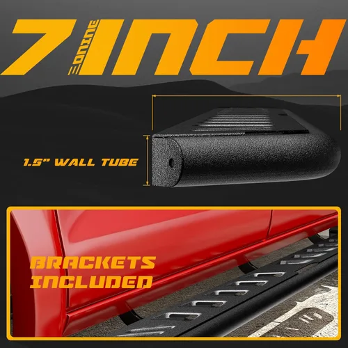 Miniatura 2 de ONINE Tubular - Estribo negro texturizado de 7 pulgadas, ajuste personalizado, para Chevy Colorado/GMC Canyon Crew Cab 2015-2026, barra Nerf